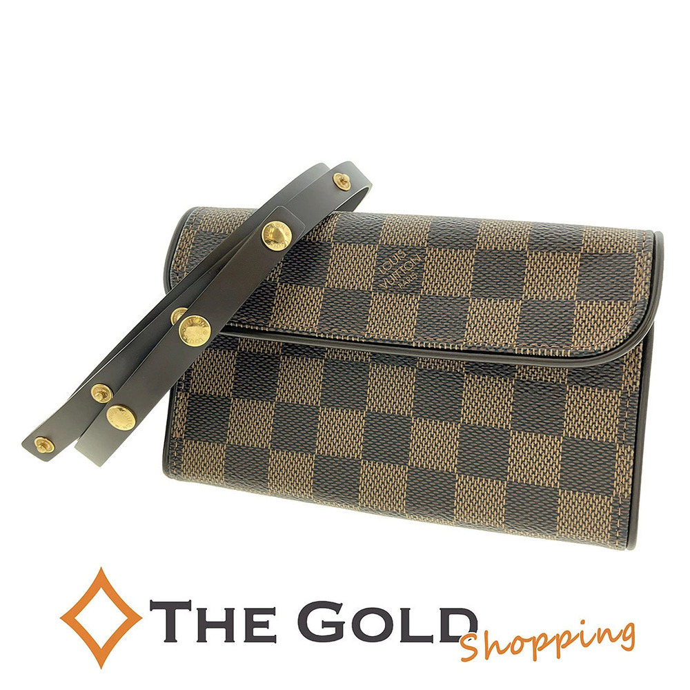Louis Vuitton Pochette Florentine Damier Canvas Leather Pouch Bag Ebene Brown - Picture 1 of 13